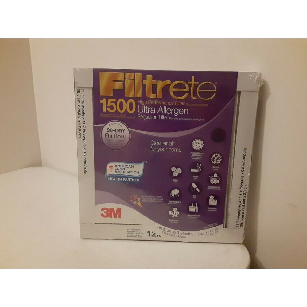 New! Sealed! Genuine 3M Filtrete 1500 Ultra‎ Allergen Air Filter 12x12x1